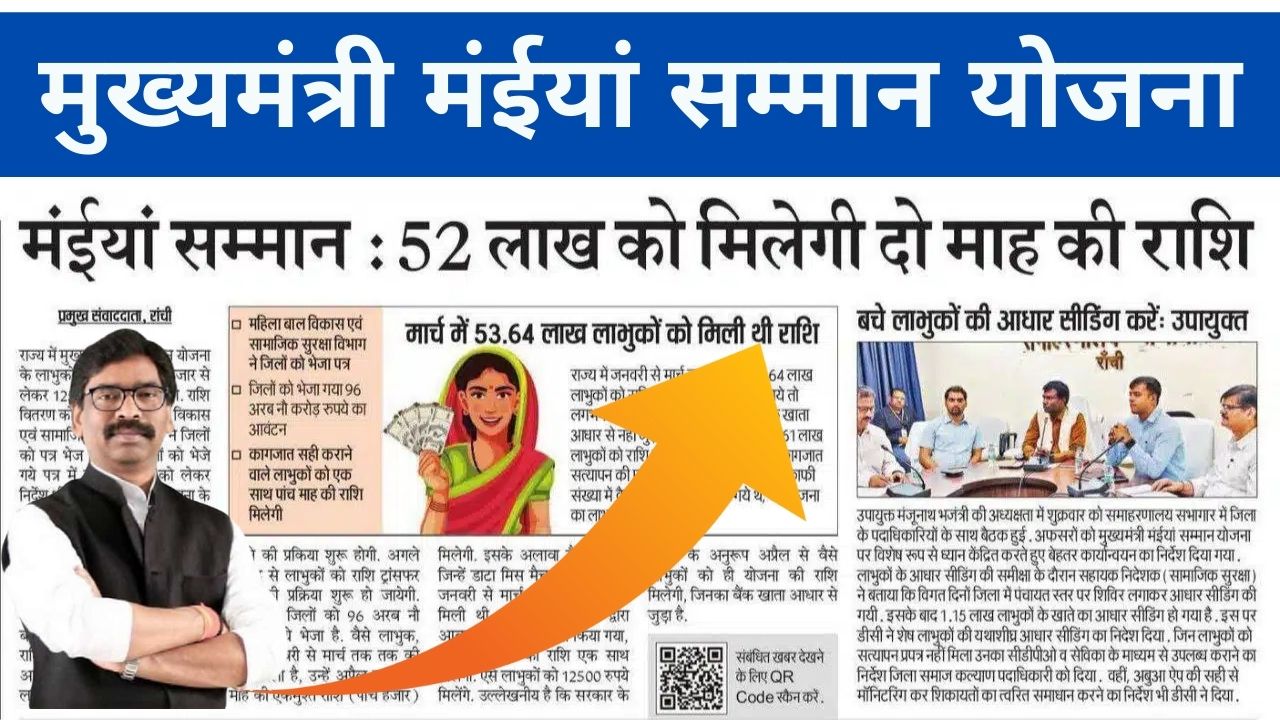 Maiya Samman Yojana Update 2025: Jharkhand की 52 लाख महिलाओं को मिलेंगे ₹5000 से ₹12500, जानिए कब आएंगे पैसे